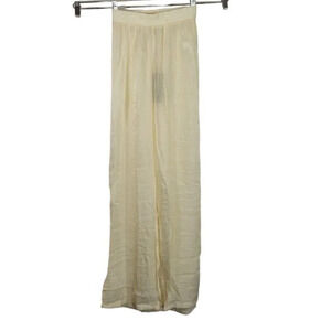 Pretty Little Things Pants Trouser Wide Women Size 4 Cream Textured Sheer NEW